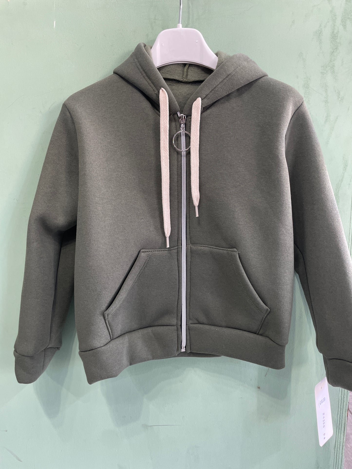 felpa con zip verde
