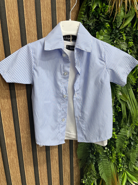CAMICIA MEZZA MANICA A RIGHE