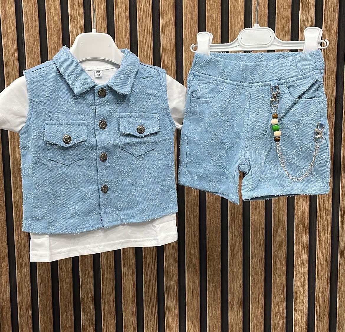 COORDINATO GILET AZZURRO