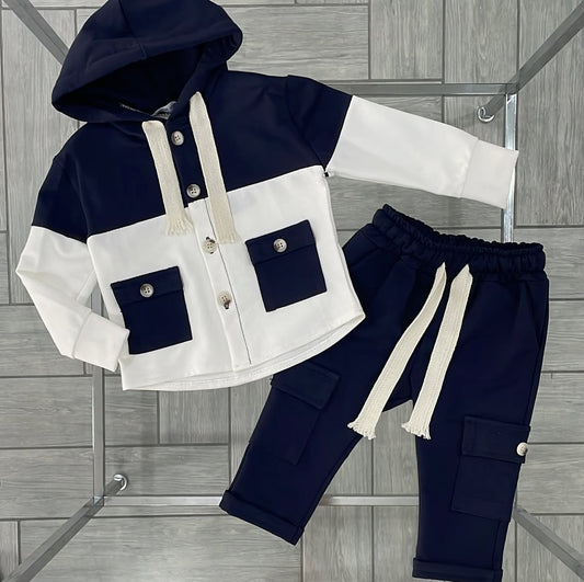 coordinato blu/bianco