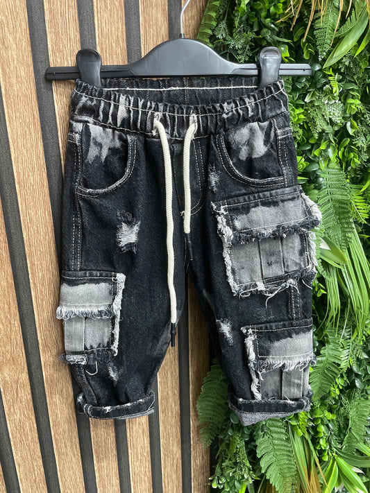 JEANS CARGO NERO