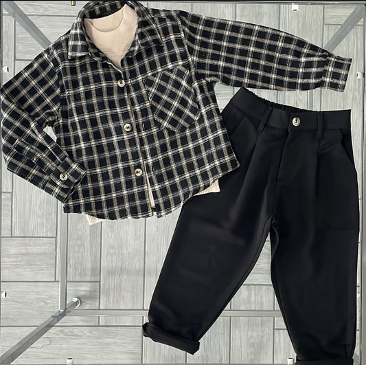 camicia a quadri nera