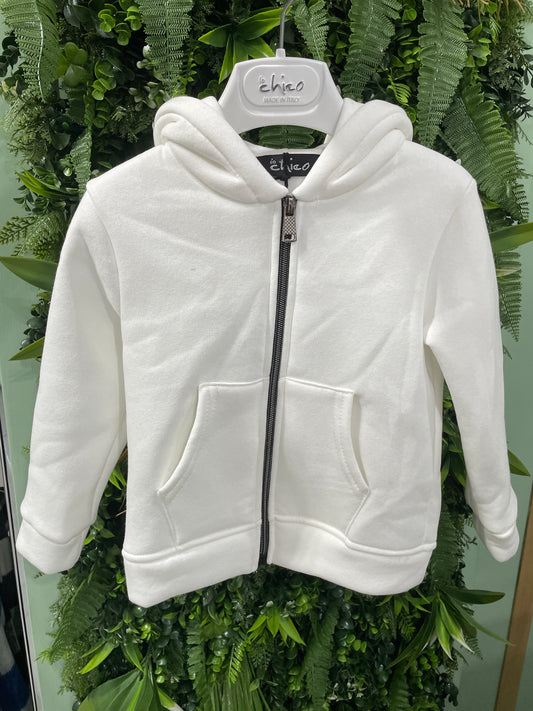 felpa con zip bianca