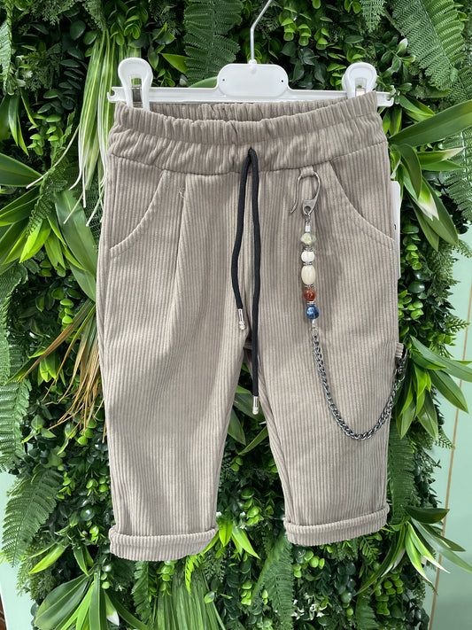 pantalone in velluto tortora chiaro